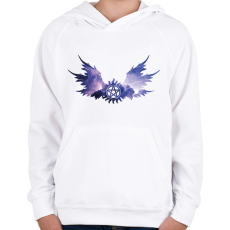 PRINTFASHION Odaát (Supernatural) - Gyerek kapucnis pulóver - Fehér