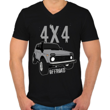PRINTFASHION off road - Férfi V-nyakú póló - Fekete férfi póló