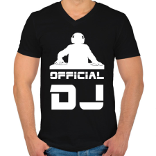PRINTFASHION official dj - Férfi V-nyakú póló - Fekete férfi póló