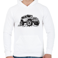 PRINTFASHION offroad - Férfi kapucnis pulóver - Fehér férfi pulóver, kardigán