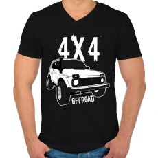 PRINTFASHION offroad - Férfi V-nyakú póló - Fekete