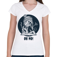 PRINTFASHION Oh No - Női V-nyakú póló - Fehér női póló