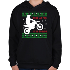 PRINTFASHION Oh what fun - Motoros - Gyerek kapucnis pulóver - Fekete