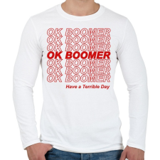 PRINTFASHION ok boomer - Férfi hosszú ujjú póló - Fehér férfi póló