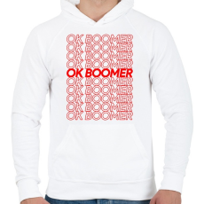 PRINTFASHION ok boomer - Férfi kapucnis pulóver - Fehér