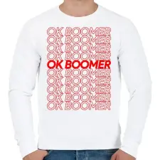 PRINTFASHION ok boomer - Férfi pulóver - Fehér férfi pulóver, kardigán