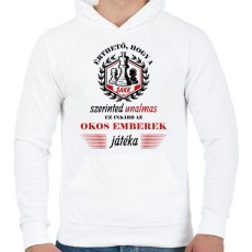 PRINTFASHION Okos emberek játéka - Férfi kapucnis pulóver - Fehér