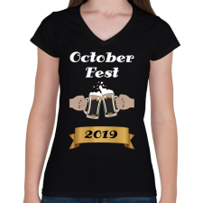 PRINTFASHION oktober fest - Női V-nyakú póló - Fekete női póló