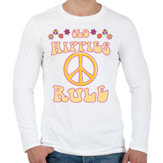 PRINTFASHION Old hippies rule - Férfi hosszú ujjú póló - Fehér