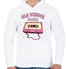 PRINTFASHION Old  School Baby - Férfi kapucnis pulóver - Fehér férfi pulóver, kardigán