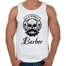 PRINTFASHION Old School Barber - Férfi atléta - Fehér atléta, trikó