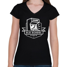 PRINTFASHION Old School Gamer - Női V-nyakú póló - Fekete női póló