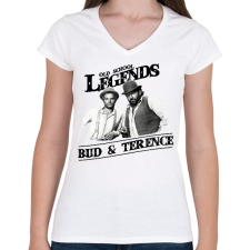 PRINTFASHION Old School Legends - Női V-nyakú póló - Fehér női póló