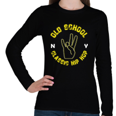 PRINTFASHION Old school - Női hosszú ujjú póló - Fekete