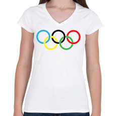 PRINTFASHION Olimpia - Női V-nyakú póló - Fehér