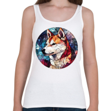 PRINTFASHION ólomüveg Akita Inu  - Női atléta - Fehér női trikó