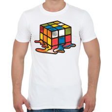 PRINTFASHION Olvadt rubik kocka - Férfi póló - Fehér