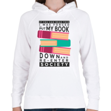 PRINTFASHION Olvasás - Női kapucnis pulóver - Fehér női pulóver, kardigán