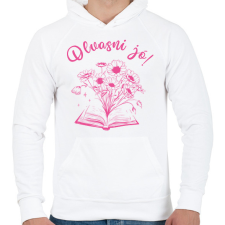 PRINTFASHION Olvasni jó! - Férfi kapucnis pulóver - Fehér férfi pulóver, kardigán