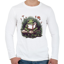 PRINTFASHION Olvasó béka - Férfi hosszú ujjú póló - Fehér férfi póló