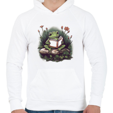 PRINTFASHION Olvasó béka - Férfi kapucnis pulóver - Fehér