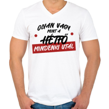 PRINTFASHION Olyan vagy mint a hétfő - Férfi V-nyakú póló - Fehér férfi póló