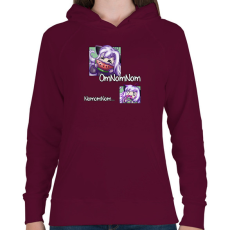 PRINTFASHION Omnomnom  - Női kapucnis pulóver - Bordó