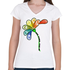 PRINTFASHION one dowb - Női V-nyakú póló - Fehér női póló