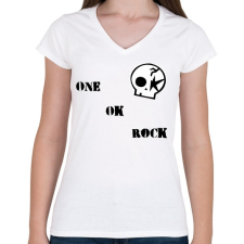 PRINTFASHION One Ok Rock - Női V-nyakú póló - Fehér női póló
