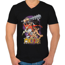 PRINTFASHION One Piece - Férfi V-nyakú póló - Fekete férfi póló