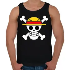 PRINTFASHION One piece logó - Férfi atléta - Fekete atléta, trikó