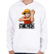 PRINTFASHION One Piece - Monkey D. Luffy - Gyerek kapucnis pulóver - Fehér gyerek pulóver, kardigán