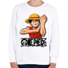 PRINTFASHION One Piece - Monkey D. Luffy - Gyerek pulóver - Fehér