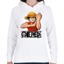 PRINTFASHION One Piece - Monkey D. Luffy - Női kapucnis pulóver - Fehér női pulóver, kardigán