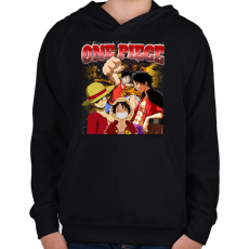 PRINTFASHION One Piece vintage - Gyerek kapucnis pulóver - Fekete