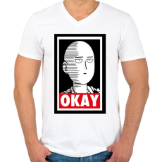 PRINTFASHION One Punch Man - Férfi V-nyakú póló - Fehér