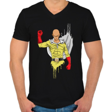 PRINTFASHION One Punch Man Saitama - Férfi V-nyakú póló - Fekete férfi póló