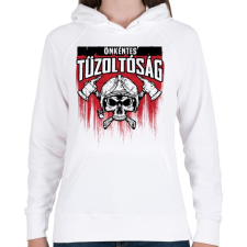 PRINTFASHION Önkéntes Tűzoltóság - Női kapucnis pulóver - Fehér női pulóver, kardigán