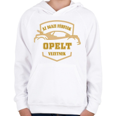 PRINTFASHION Opel sofőr - Gyerek kapucnis pulóver - Fehér