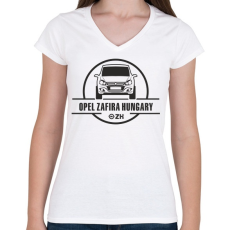 PRINTFASHION Opel zafira hungary - Női V-nyakú póló - Fehér