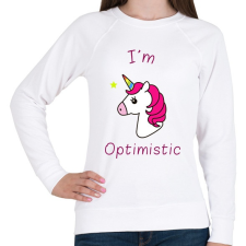 PRINTFASHION optimista vagyok - Női pulóver - Fehér női pulóver, kardigán