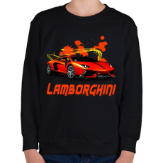 PRINTFASHION orange Lamborghini - Gyerek pulóver - Fekete