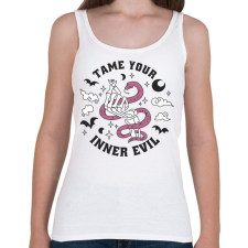 PRINTFASHION Ördög legbelül, szelídítsd meg - Női atléta - Fehér női trikó