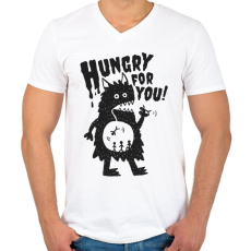 PRINTFASHION Ördög - rád éhezem - Férfi V-nyakú póló - Fehér