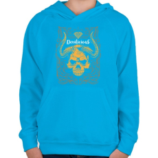 PRINTFASHION Ördögi sugallat - Gyerek kapucnis pulóver - Azúrkék