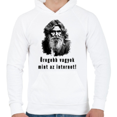 PRINTFASHION öregebb vagyok mint az internet - Férfi kapucnis pulóver - Fehér