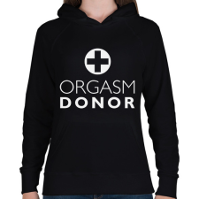 PRINTFASHION orgasm-donor-white - Női kapucnis pulóver - Fekete női pulóver, kardigán