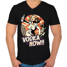 PRINTFASHION Óriás nő vodkával - Férfi V-nyakú póló - Fekete férfi póló