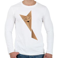 PRINTFASHION Origami Fox - Férfi hosszú ujjú póló - Fehér férfi póló