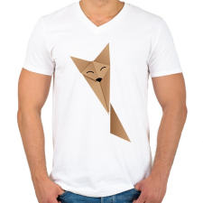 PRINTFASHION Origami Fox - Férfi V-nyakú póló - Fehér férfi póló